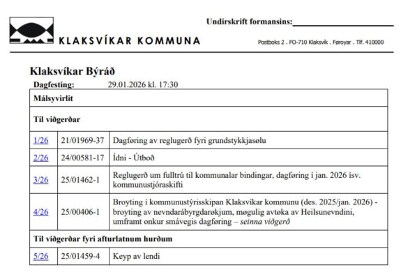 Býráðsskráin 29. januar