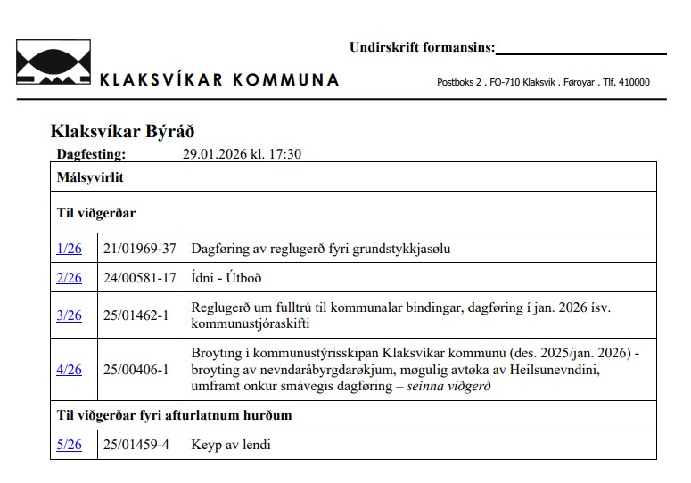 Býráðsskráin 29. januar